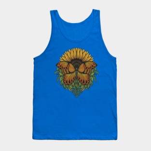 Sunflower Butterfly Hand Drawn Tank Top